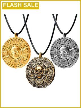3pc Pirate Coin Necklace Set Skull Cosplay Costume Accessories